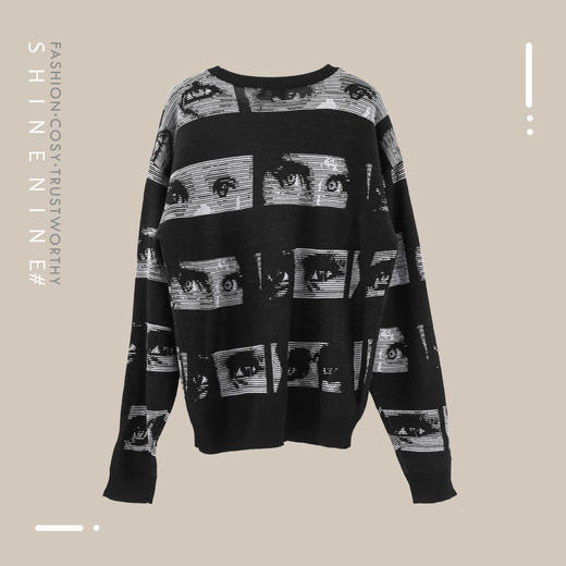 18AW2528BLK黑色EYES提花图案圆领毛衣 商品图3