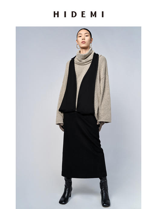 HIDEMI 简约设计感多穿系带羊毛半身裙 商品图6