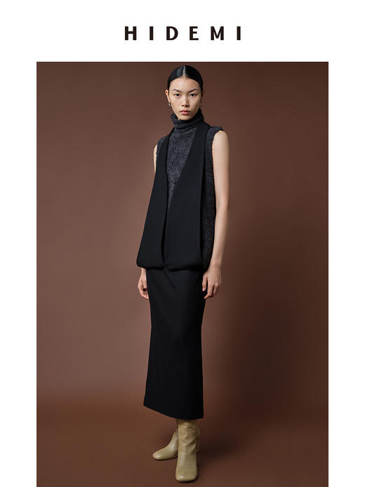 HIDEMI 简约设计感多穿系带羊毛半身裙 商品图3
