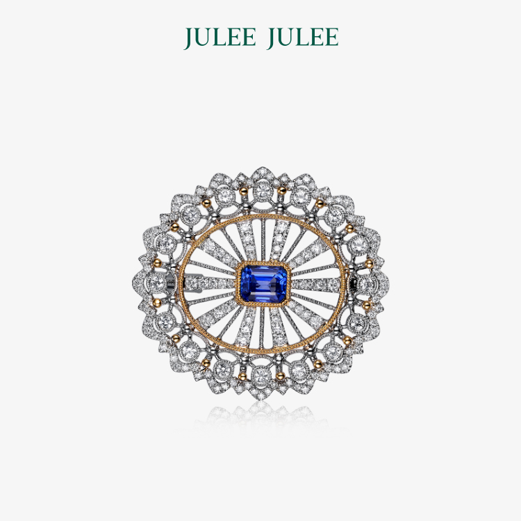 【杰克的罗盘】JULEE JULEE茱俪珠宝  18K白金蓝宝石胸针
