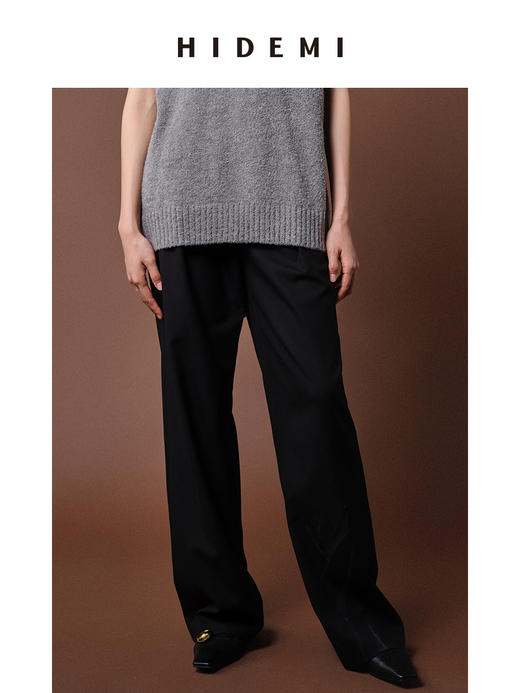 HIDEMI 黑色简约设计感长裤 商品图2
