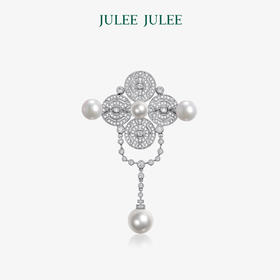 【聚星】JULEE JULEE茱俪珠宝 18K白金Akoya珍珠钻石胸针
