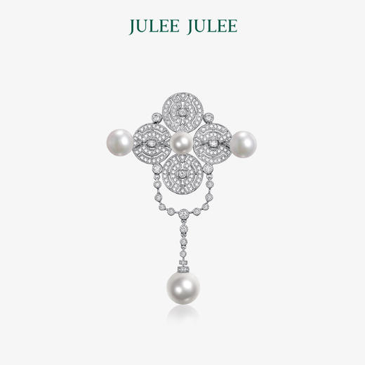 【聚星】JULEE JULEE茱俪珠宝 18K白金Akoya珍珠钻石胸针 商品图0