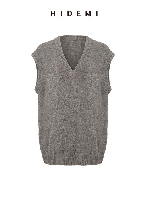 HIDEMI 美利奴羊毛系列雾灰色V领马夹 商品图8