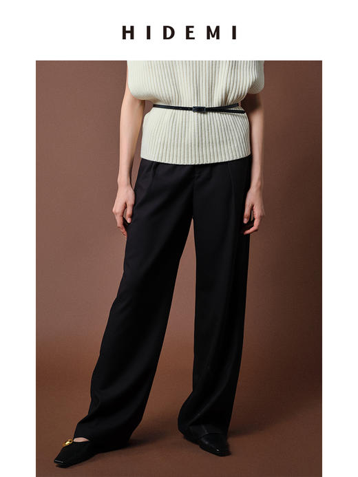 HIDEMI 黑色简约设计感长裤 商品图1