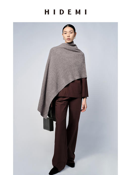 HIDEMI 美利奴羊毛系列雾灰色斗篷/披肩 商品图5