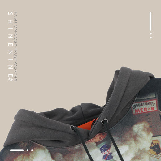 FM19AW4A-WY1916火箭发射印花连帽卫衣 商品图1