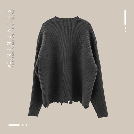 19AW-SWE0102不规则底摆破坏廓形毛衣 商品图3