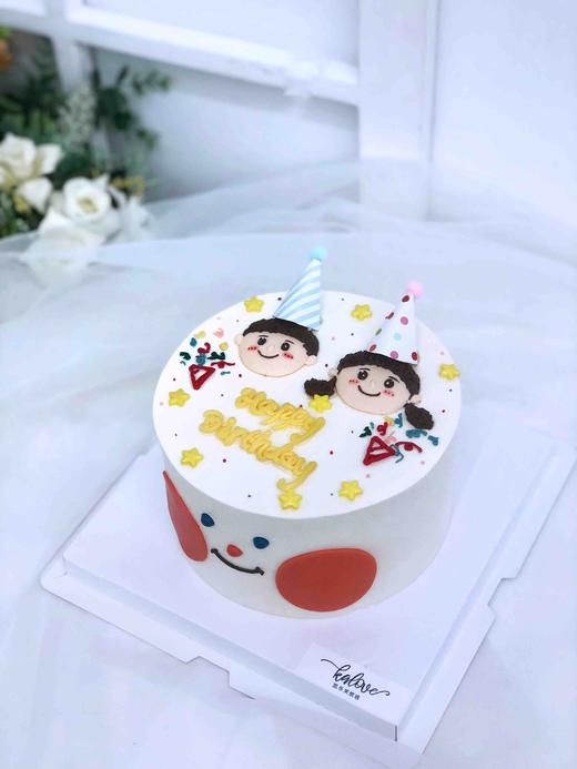 情侣龙凤胎双胞胎手绘蛋糕 商品图0