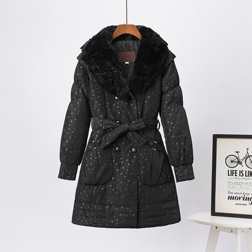 NJ  Q1635清仓特价真獭兔毛领中长款羽绒服外套 商品图1