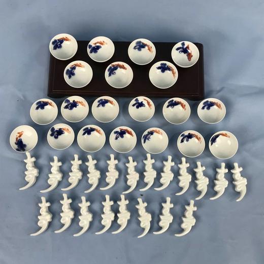 日本三幸园和风金鱼纹饰茶具套组 40件装 原木盒保留 商品图1