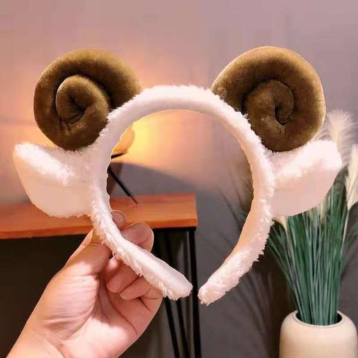 秒杀（单拍不发）卡通毛绒发箍可爱羊角发卡派对发饰直播头饰羊羔毛小羊派对发箍女 商品图7