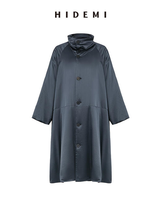 HIDEMI 行走的空气被 醋酸系列设计感长款棉服大衣 深海蓝/奶昔白 商品图13