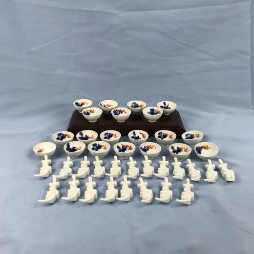 日本三幸园和风金鱼纹饰茶具套组 40件装 原木盒保留 商品图0