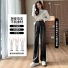 【柔软舒适 垂顺有型】灯芯绒阔腿裤女秋冬季高腰垂坠感宽松直筒黑色休闲拖地裤子 商品缩略图2
