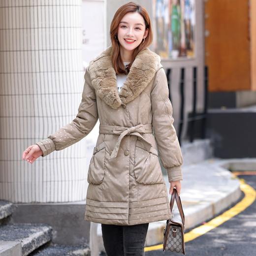 NJ  Q1635清仓特价真獭兔毛领中长款羽绒服外套 商品图5