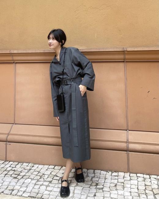 HIDEMI 迷雾灰蓝廓形短外套套装 短外套/前开衩半身裙 商品图1