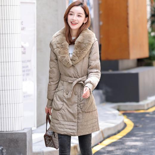 NJ  Q1635清仓特价真獭兔毛领中长款羽绒服外套 商品图9