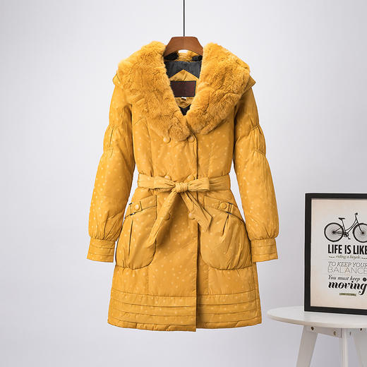 NJ  Q1635清仓特价真獭兔毛领中长款羽绒服外套 商品图7