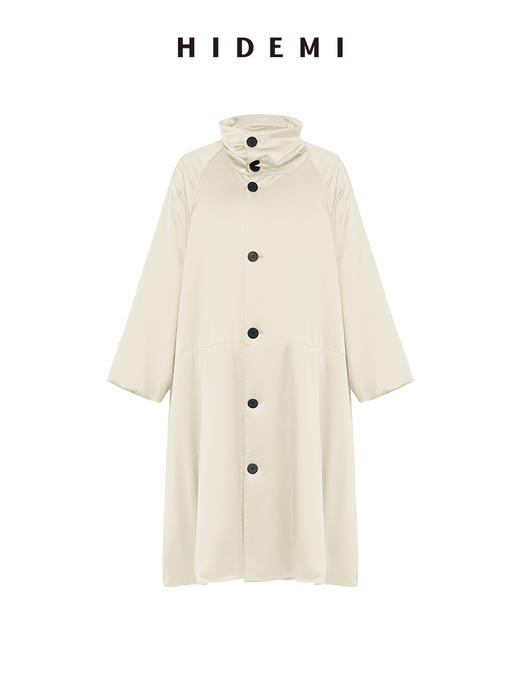HIDEMI 行走的空气被 醋酸系列设计感长款棉服大衣 深海蓝/奶昔白 商品图14