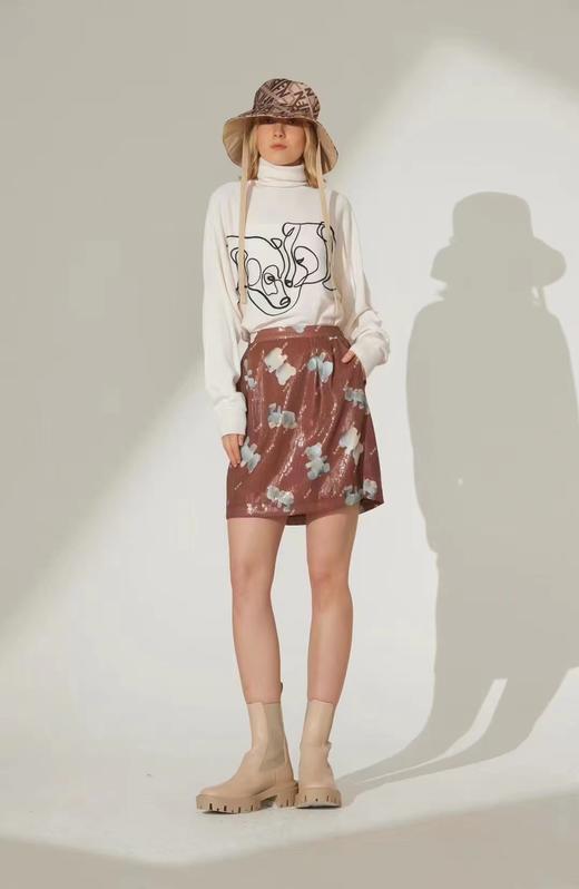 双熊绣花装饰高领毛衣 商品图0