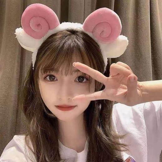 秒杀（单拍不发）卡通毛绒发箍可爱羊角发卡派对发饰直播头饰羊羔毛小羊派对发箍女 商品图1
