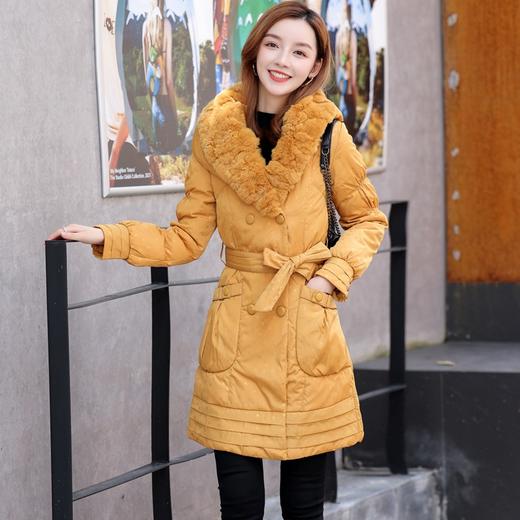 NJ  Q1635清仓特价真獭兔毛领中长款羽绒服外套 商品图0