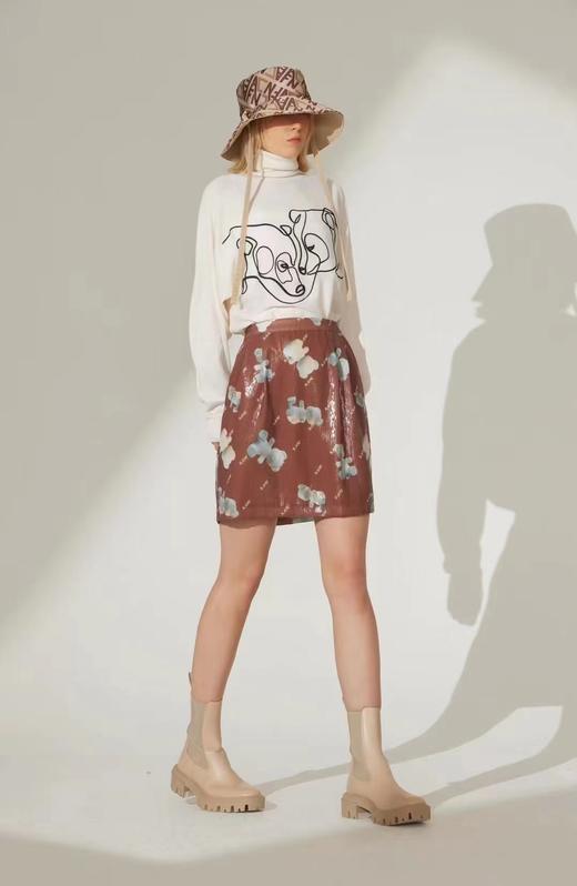 双熊绣花装饰高领毛衣 商品图1