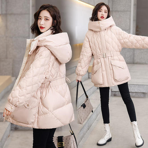 XX2826 90白鸭绒羽绒服女冬2021年新款潮宽松连帽修身收腰冬季外套 商品图3