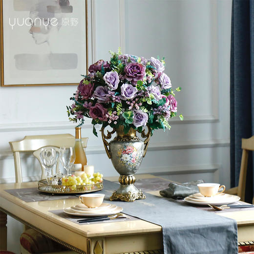 欧式美式仿真花绣球玫瑰假花摆件客厅酒店别墅家居餐桌装饰花摆花 商品图3