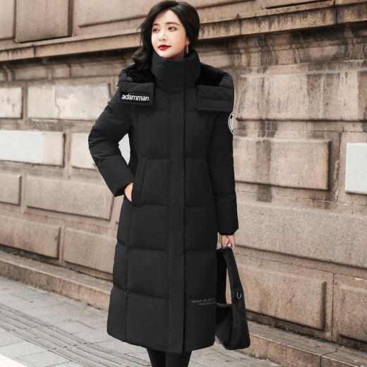 TC  95903男女同款情侣羽绒服过膝连帽加厚白鸭绒 商品图1