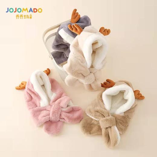 【云感松软 蓄热锁温】秋冬新品韩国卡通鹿角男童女童帽子宝宝毛绒围巾一体帽 商品图1