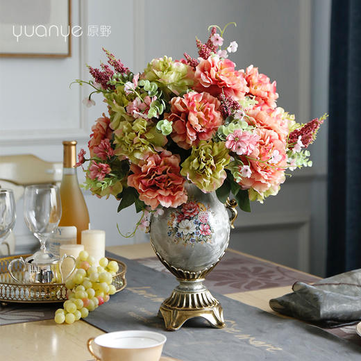 欧式美式仿真花绣球玫瑰假花摆件客厅酒店别墅家居餐桌装饰花摆花 商品图1