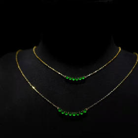龢盒原创 18k金镶冰绿翡翠笑脸锁骨链 项链
