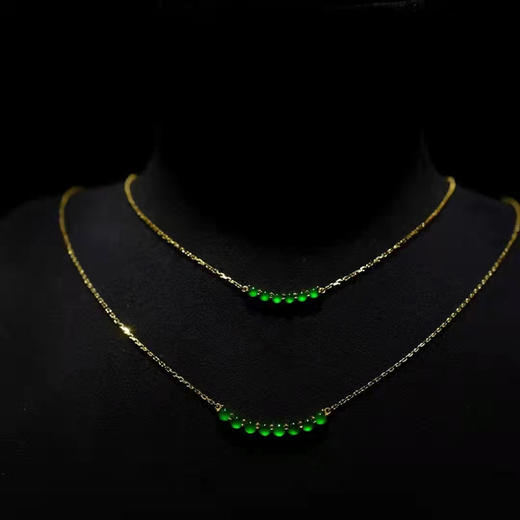 龢盒原创 18k金镶冰绿翡翠笑脸锁骨链 项链 商品图0