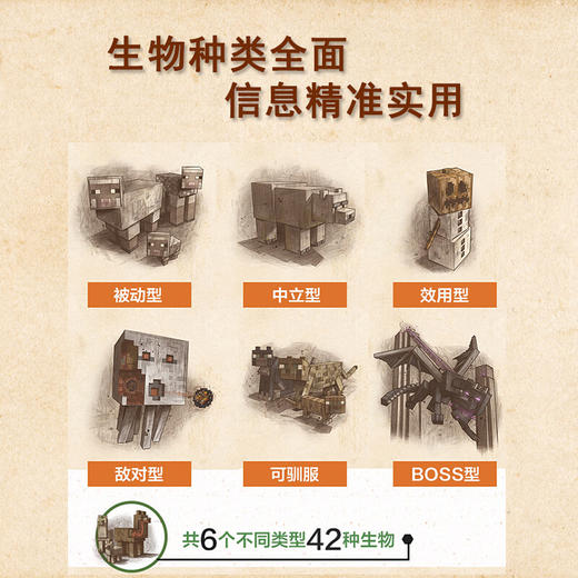 我的世界生物图鉴7-10岁游戏攻略书复古辅助生存创造引导儿童发散思维激活创意逻辑建造出自己的世界认知史前生物动物益智游戏 商品图1