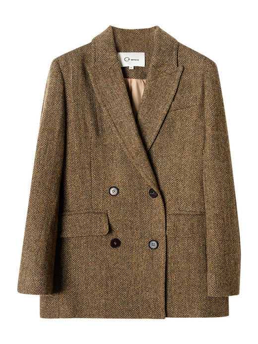 西嘉C+IMPRESS/西嘉羊毛彩色人字纹廓形复古INS博主同款西装外套 商品图4