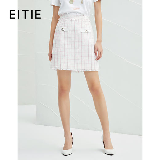 EITIE爱特爱春季新款格子半身裙时尚气质洋气A字高腰显瘦短裙A2206903 商品图0