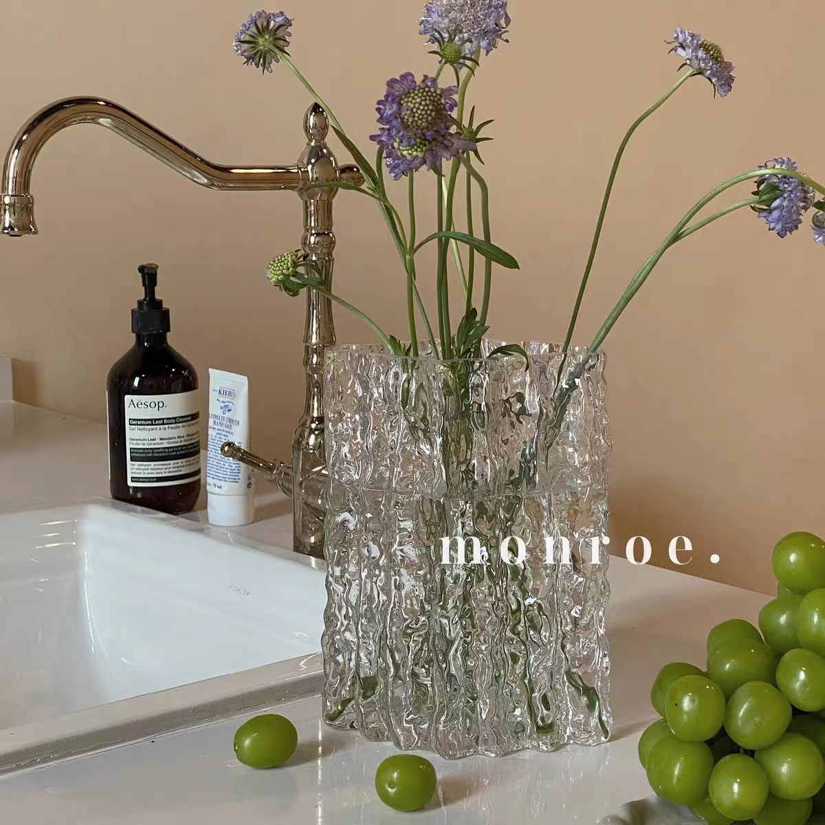 【闪光少女花瓶】1个/份 璞玲璞玲的闪闪发光  透明冰川花纹 高级感拉的满满（山西仓发货）