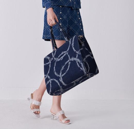 牛仔织布树枝图案托特包 商品图1