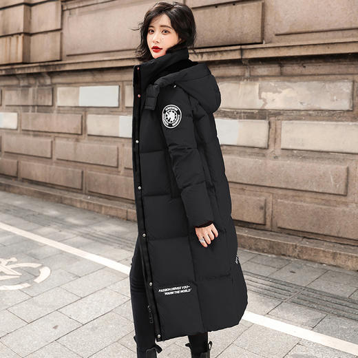 TC  95903男女同款情侣羽绒服过膝连帽加厚白鸭绒 商品图3