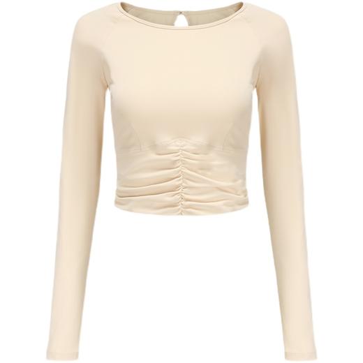 【裸感】插肩袖 腰部抽褶 后腰可系结长袖T恤-不带胸垫 商品图3