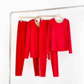 【鸿运吉祥】德绒男女成人款新年红秋冬内衣套装