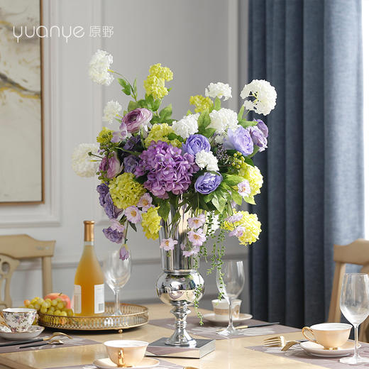 仿真花玫瑰假花客厅大堂酒店装饰花摆设绣球欧式自然装饰花艺摆件 商品图2