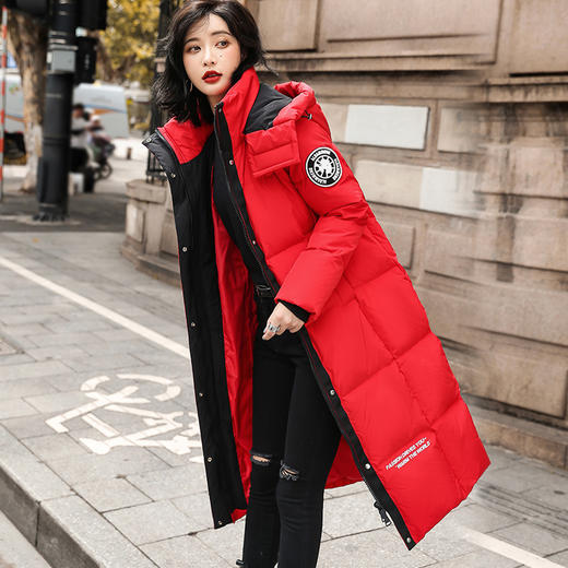 TC  95903男女同款情侣羽绒服过膝连帽加厚白鸭绒 商品图2