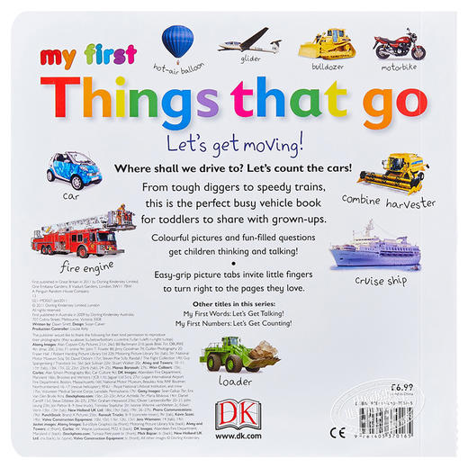【中商原版】My First Things That Go Let's Get Moving DK启蒙交通工具 低幼亲子启蒙绘本 英文原版 3-6岁 商品图1