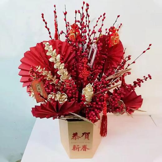 仿真年霄花桶材料蝴蝶兰秀球尤加利叶银杏金掌要求摇钱树孔雀毛柿子石榴黄金果五代同堂 商品图1