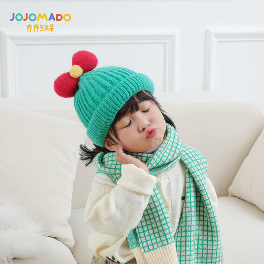 儿童毛线针织帽子韩国秋冬新款男女宝宝蝴蝶结保暖儿童帽子 商品图3
