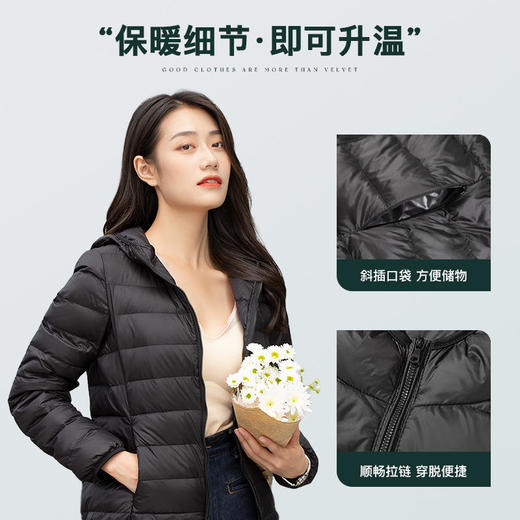 【轻薄自在】姒月棉轻薄羽绒服随意搭配人性化设计领口帽口松紧设计更加防风方便收纳便于携带 商品图3