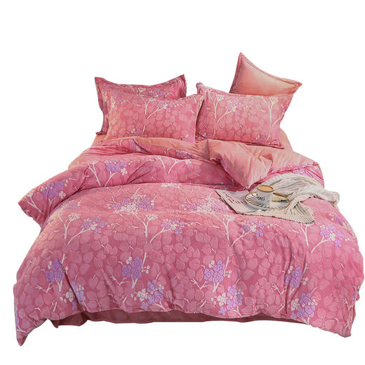 加厚保暖雕花绒四件套魔法绒床单款床笠款 商品图4